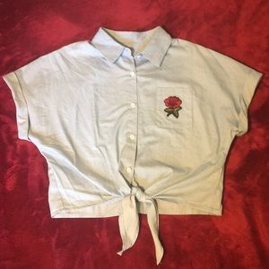 Tie Up Light Blue Button Up
